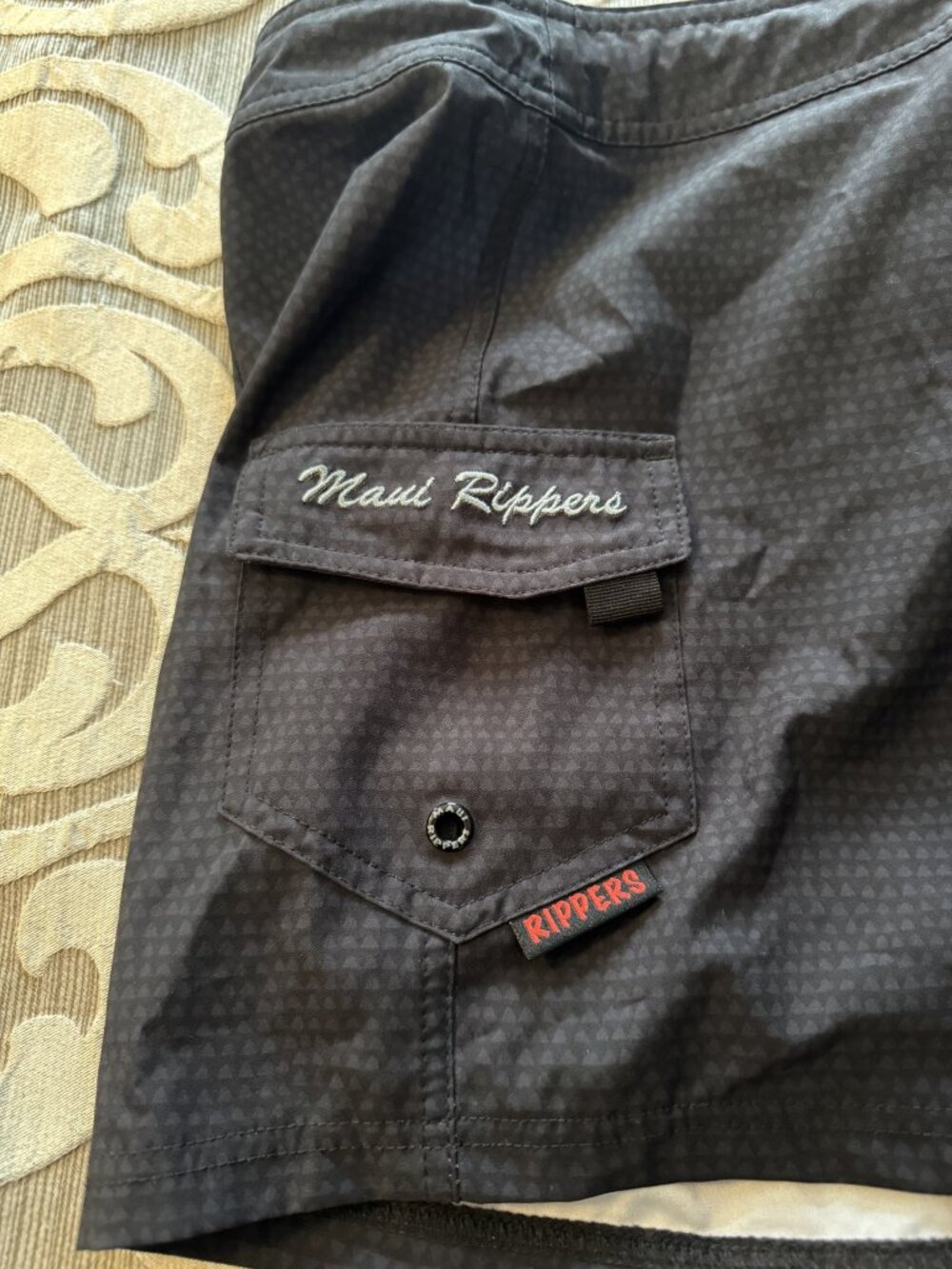 Maui Rippers Women's Black Board Shorts Swim Trunks Size 14 Cargo Pocket Unlined